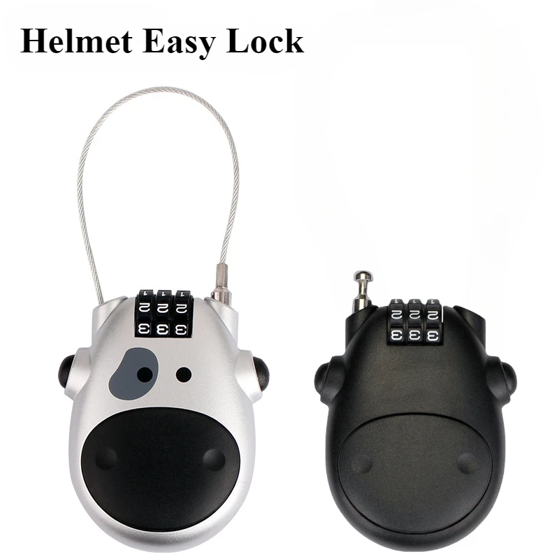 Immagine 4: Lucchetto per Casco Moto e Bici Elettrica, Lucchetto Antifurto per Passeggino, Lucchetto a Cavo per Armadio e Bagagli, Lucchetto con Password in ABS