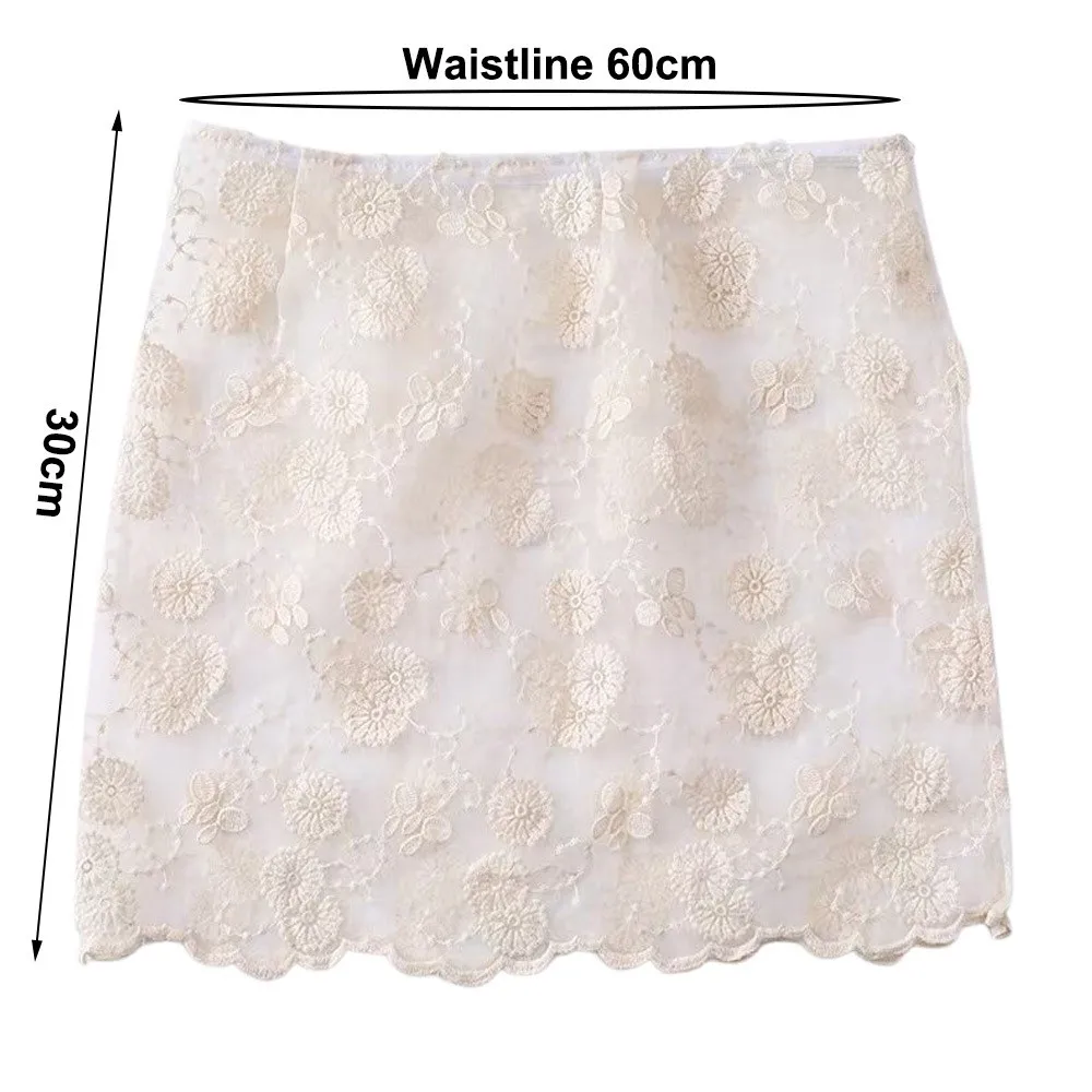

Модная мини-юбка с вышивкой и кружевом в стиле Харадзюку, повседневная многослойная юбка Y2K, уличная одежда, ажурная юбка для женщин