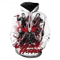 2024 Mężczyźni Kobiety Moda Casual Pullover Streetwear Bluzy Halloween Zabiegi Horror Film Michael Myers Bluzy z kapturem z nadrukiem 3D