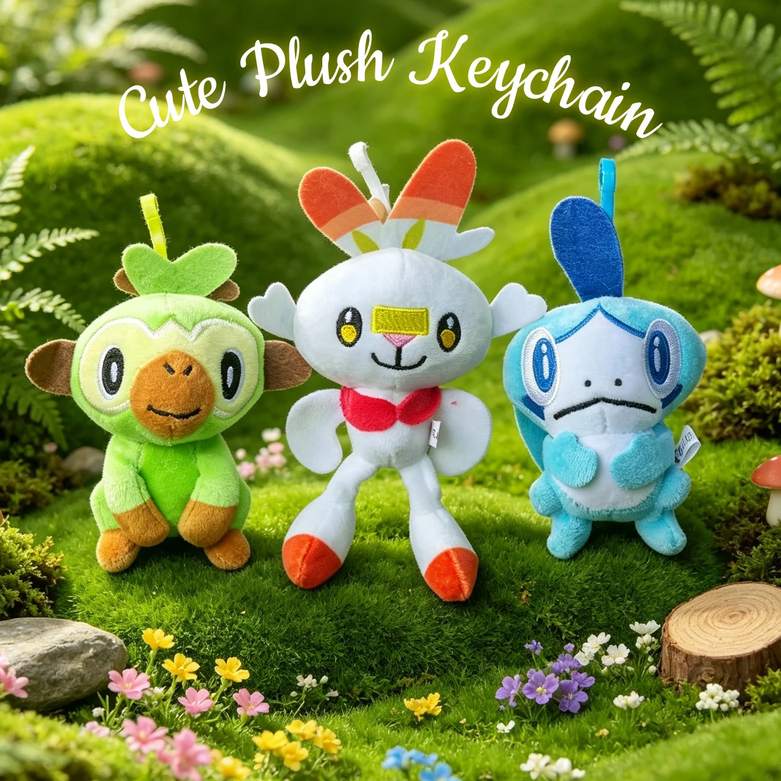 Cute 11-12cm Scorbunny Sobble Grookey Pokémon Soft Plush Keyring Collectible Bag Charm For Anime Fans Teens Birthday Present