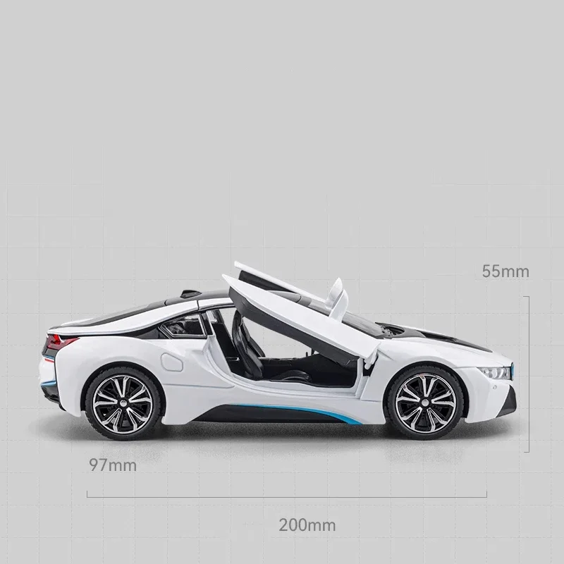 1:24 For BMW I8 Supercar Alloy Car Diecasts & Toy Vehicles Car Model Sound and light Pull back Car Toys Gifts