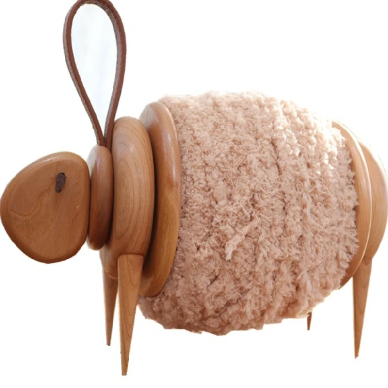 

Solid wood small wool spool storage artifact desktop ornament rotating spool knitting tool