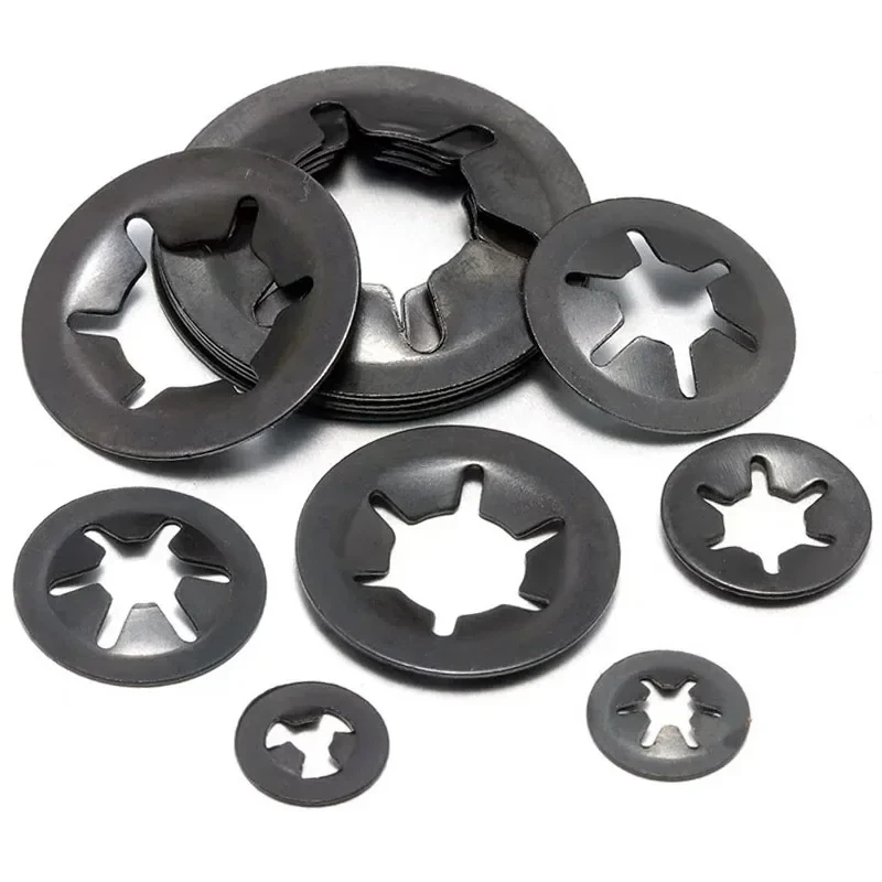 1000Pcs M2 M2.5 M3 M4 M5 M6 M8 Plum Washer Bearing Snap Ring Retaining Clip Quick Speed Locking Washers Manganese Steel Gasket