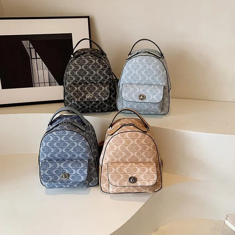 حقيبة ظهر فاخرة بلونين لعام 2025 للنساء بسعة كبيرة وحزام كتف قابل للتعديل ومقبض علوي لأساسيات العمل والسفر الأكثر مبيعًا