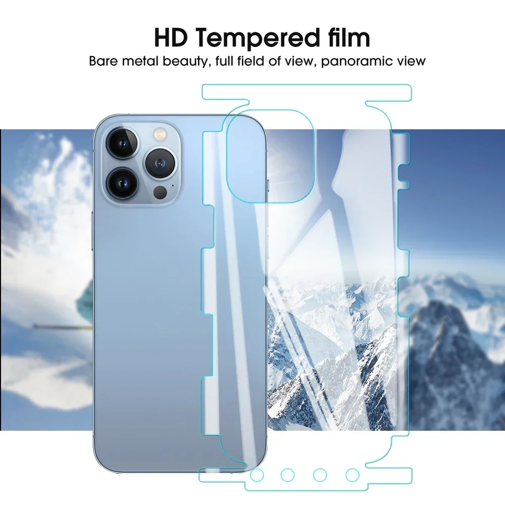 1-3PCS HD Unbreakable Hydrogel Film for iPhone 16 15 Pro Max Plus Phone Back Rear Cover Side Edges Protector Films Accessories