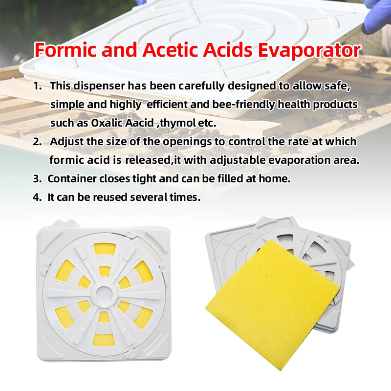 

Beekeeping Varroa Mites Treatment Adjustable Formic and Acetic Acid Dispenser Formic Acid Evaporator for Beehive Mite Killing