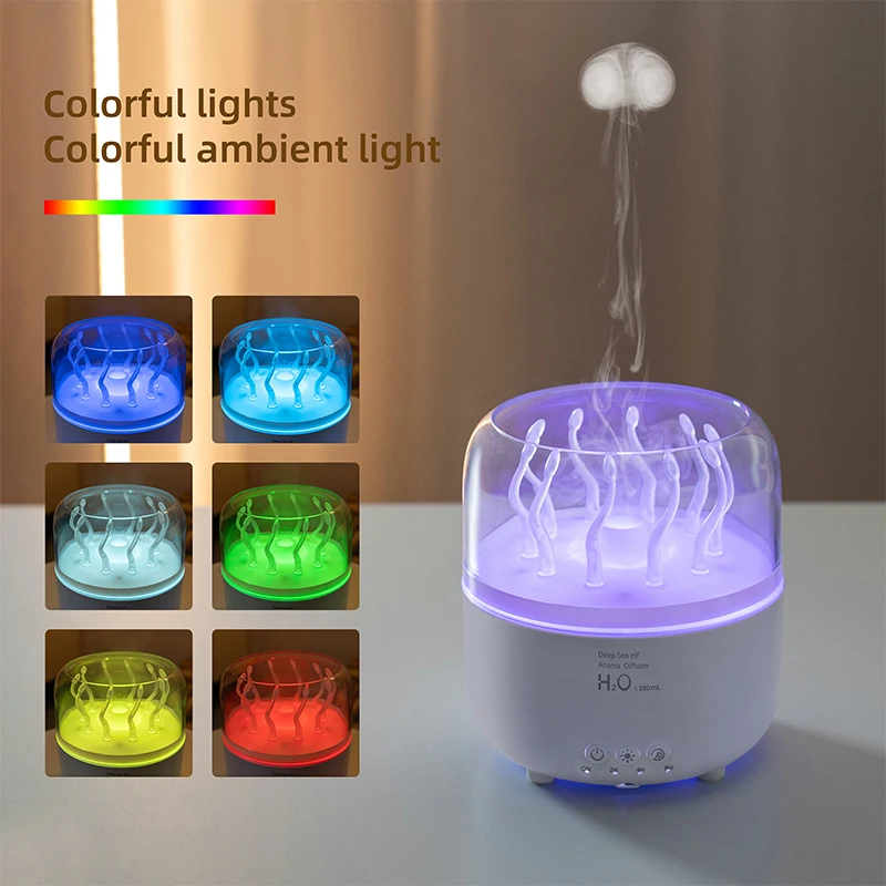 Rotating Jellyfish Aroma Diffuser Dancing Seaweed Mist Mode Smart Humidifier with Remote 7-Color LED Night Light for Home image 3