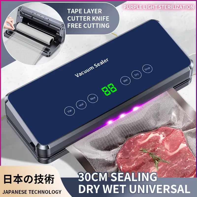 Desktop Electric Vacuum Machine 30CM Sealing Built in Cutter Roll Bag Kitchen Vegetables And Meat Package Seal Food Preservation