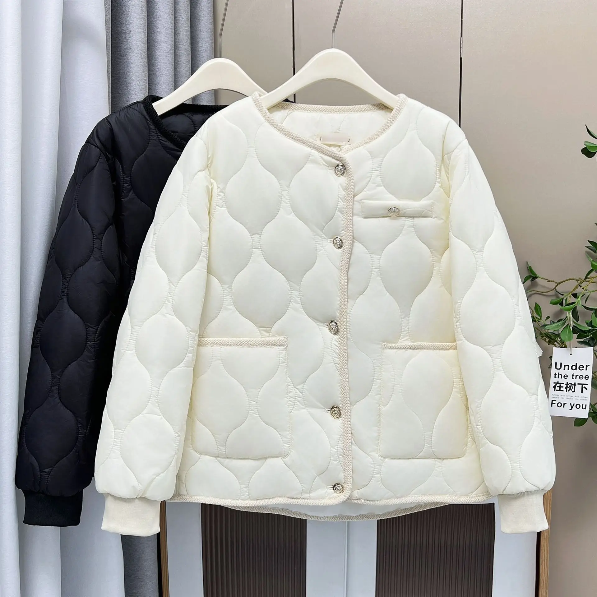 XL XXL Women Parka Autumn Winter New Loose Thin Chic Fashion Gourd Shaped Quilted Cotton-padded Coat 063