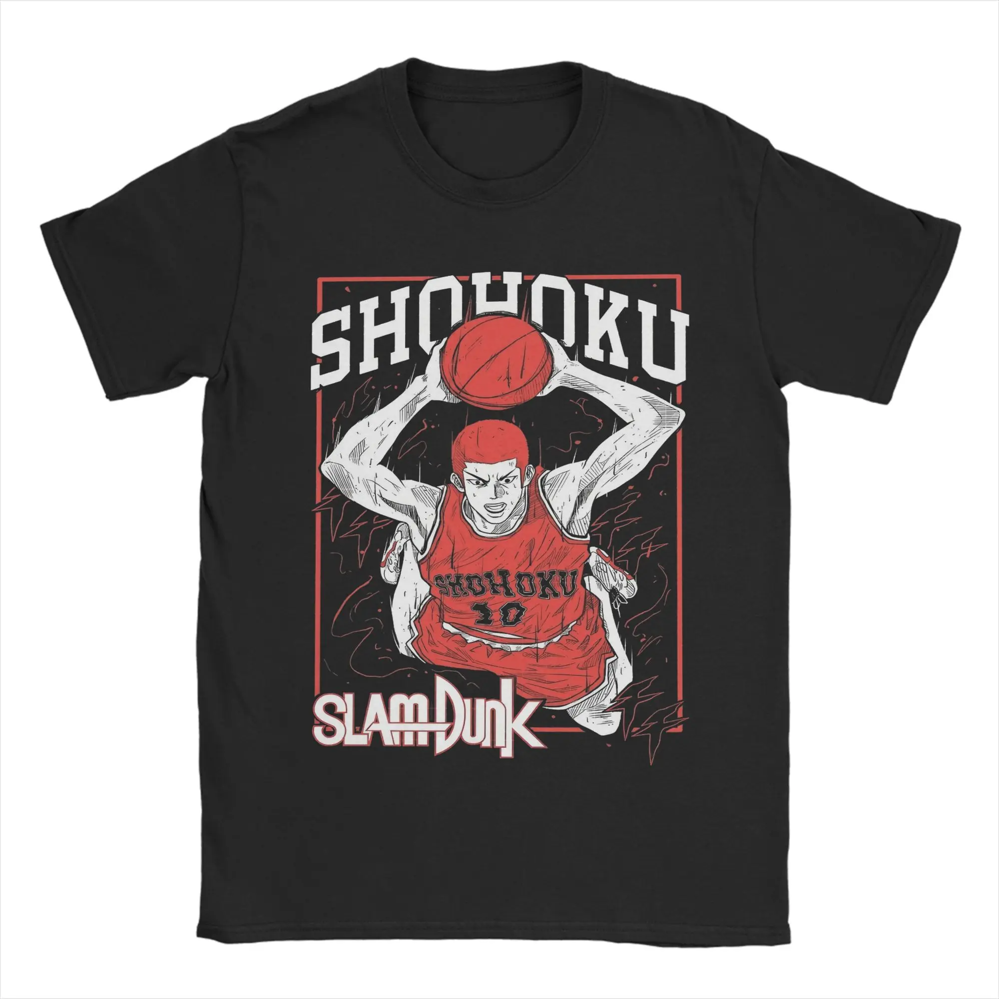 Men's T-Shirts Slams Dunks Vintage Pure Cotton Tees Short Sleeve  T Shirt Crew Neck Clothing Adult
