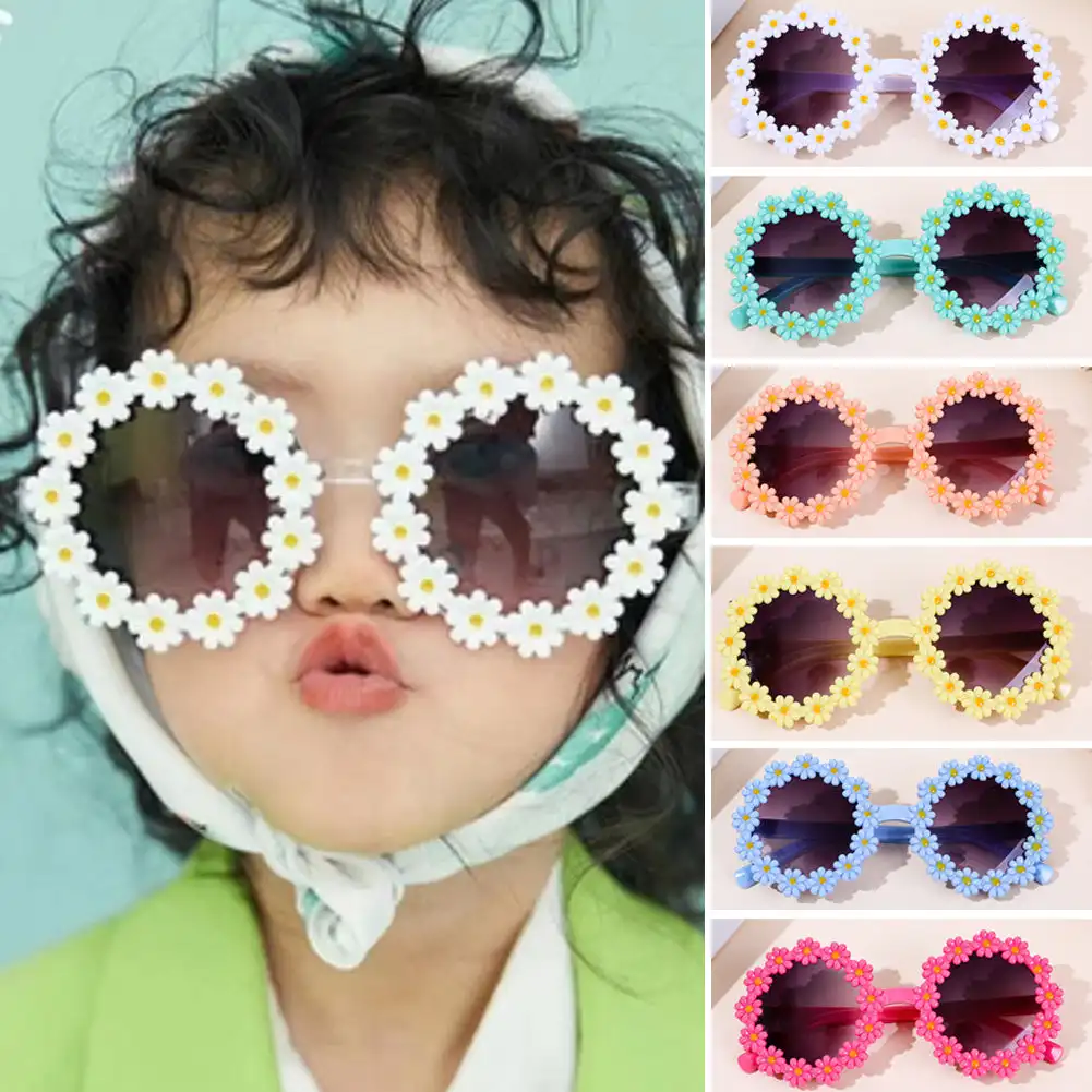 

Children Cute Acrylic Flower Outdoor Protection Sunglasses Baby Girls Classic Photography Accessories Kids Boy UV400 Sunglasses