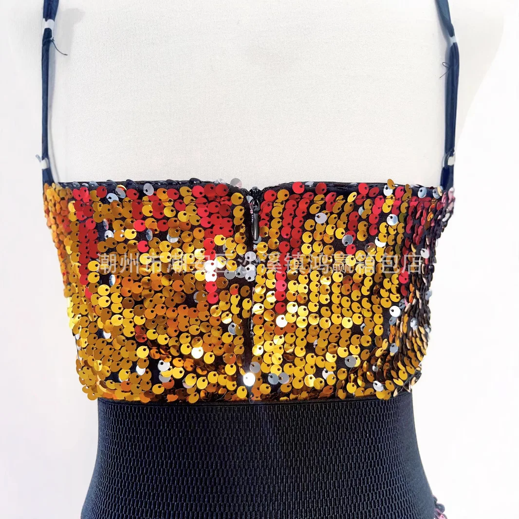 Nieuwe Mode Veelzijdige Luxe Taille-Knipperende Afslanken Band Jurk Zware Kralen Pailletten Geborduurde Band Jurk Voor Vrouwen