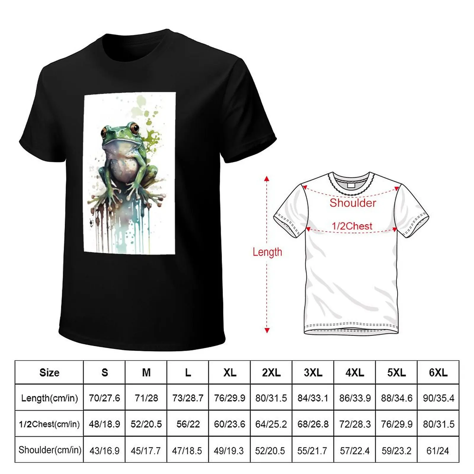 Water Colour Painted Frog T-Shirt Casual Fashion Print Tee Top