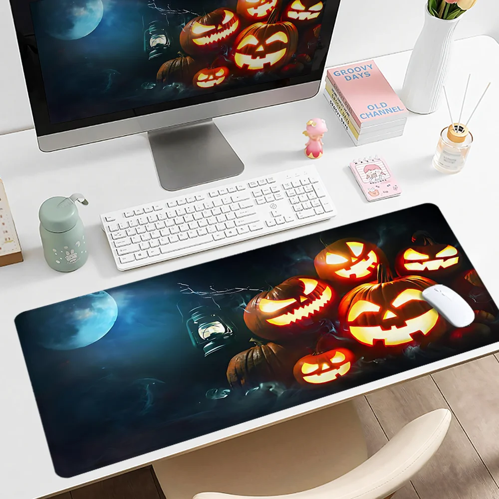 Halloween Theme Mouse Pad Art Design Large Desk Accessories Desk Pad Rubber Base with Stitched Edge Mousepad Non-Slip Deskpad