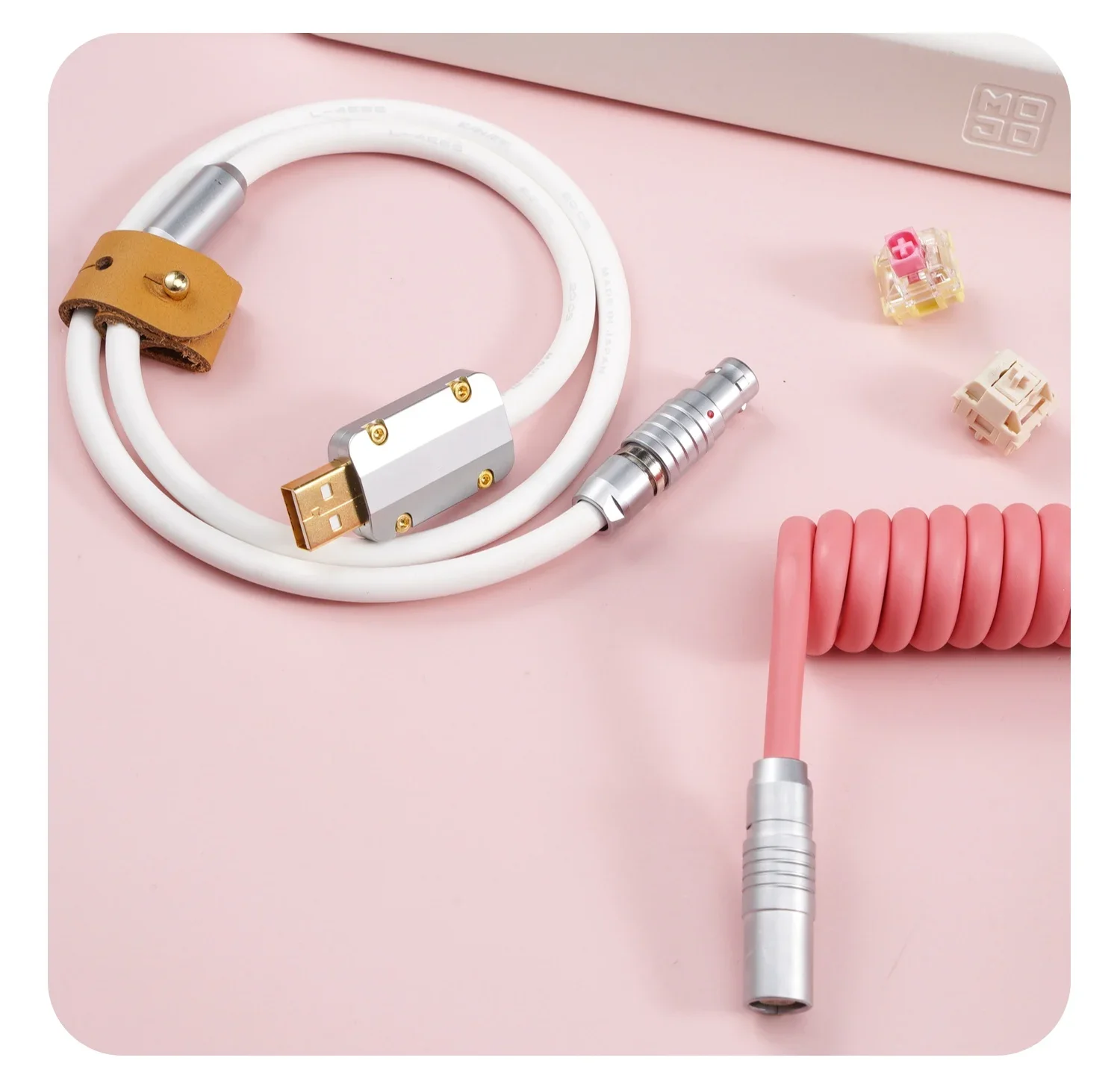 GeekCable Customized Keyboard Data Helix Rear Air Plug Super Elastic Rubber Warm Powder + white