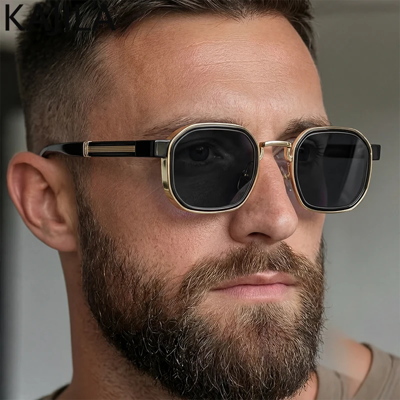 Vintage Kleine Quadratische Punk-Sonnenbrille für Herren 2026 Luxus Designer Retro Steampunk Polygon Sonnenbrille für Männer Fahrbrillen