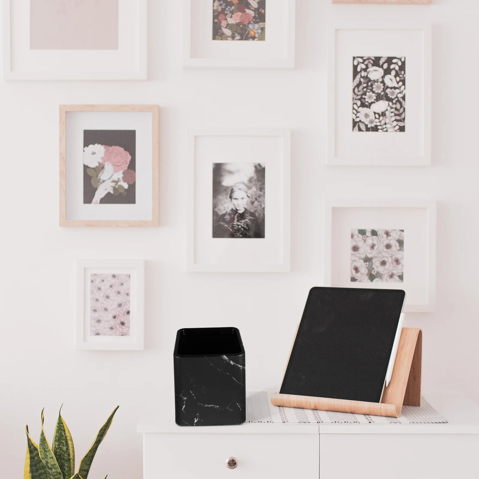 

Marble Pattern Desktop Trash Can Small Wastebasket for Bedroom Bathroom Kitchen Living Room Office Fashionable