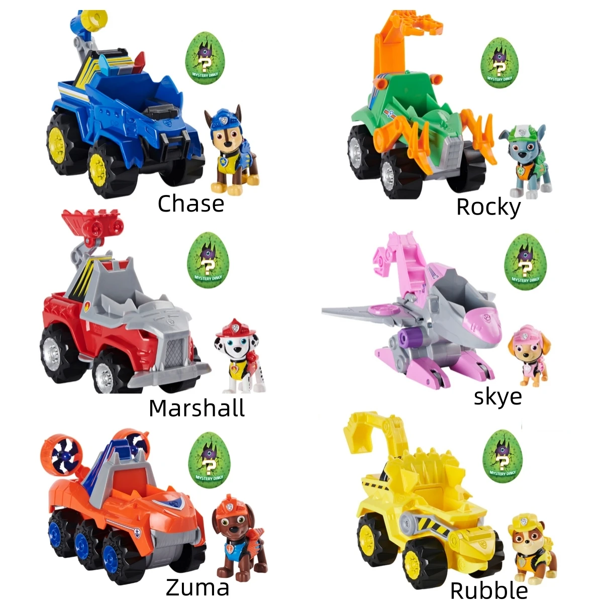 enuine PAW Patrol Dino Rescue Chase Deluxe Rev Up Vehicle with Mystery Dinosaur Figure Patrulla Canina Children Toys Gift Doll