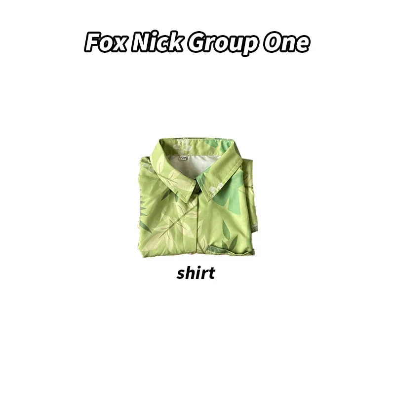 Fox Nick Wilde-Camiseta de Cosplay con corbata para hombre, camiseta informal con estampado de hojas verdes de Halloween y corbata para cosplay