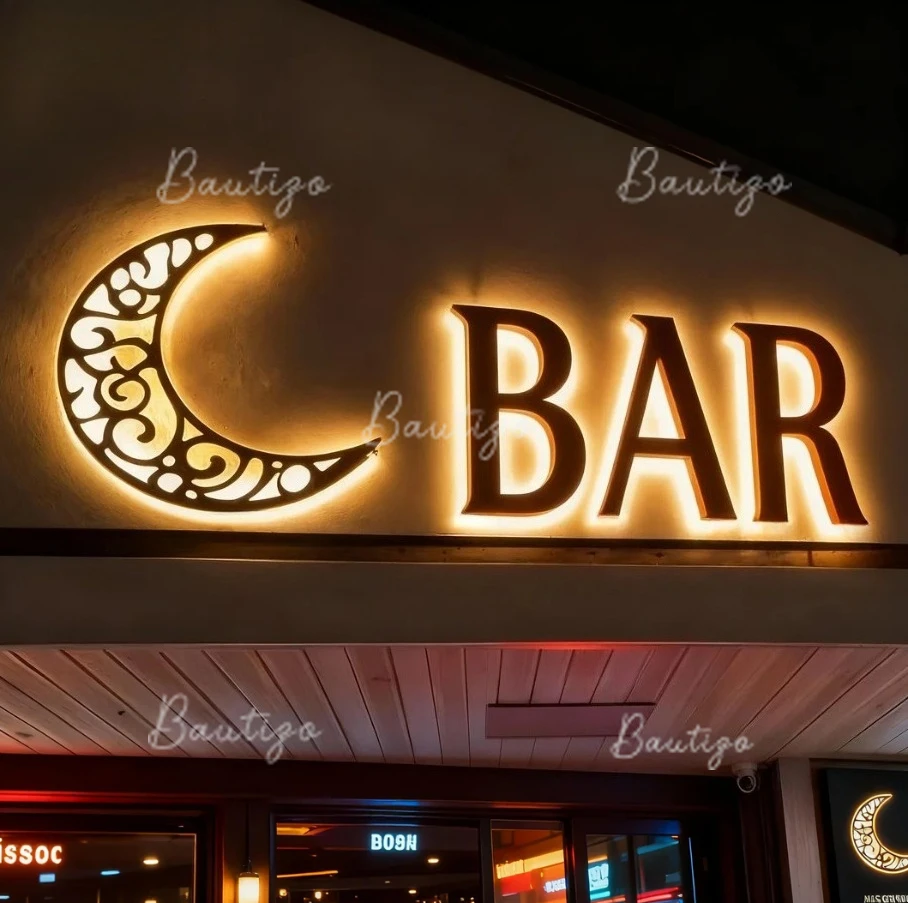 Personalized Acrylic 3D Business Logo Sign Custom LED Light Outdoor Backlit House Decor Advertising Customizable Bar Sign Letter