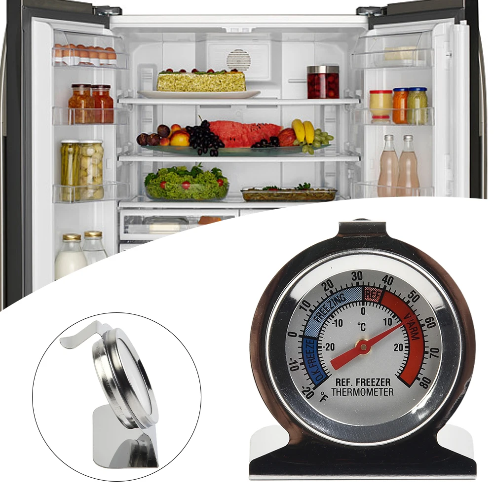 Convenient Stainless Steel Fridge Freezer Dial Thermometer High Accuracy No Maintenance Easy Instant Read Food Safe Material