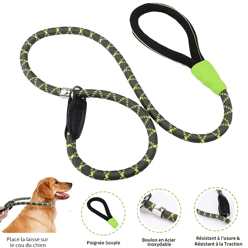 Dog Leash P Chain Slip Collar Pet Walking Leads Nylon Dog Mountain Climbing Rope Puppy Pet Traction For small Medium Large Dogs