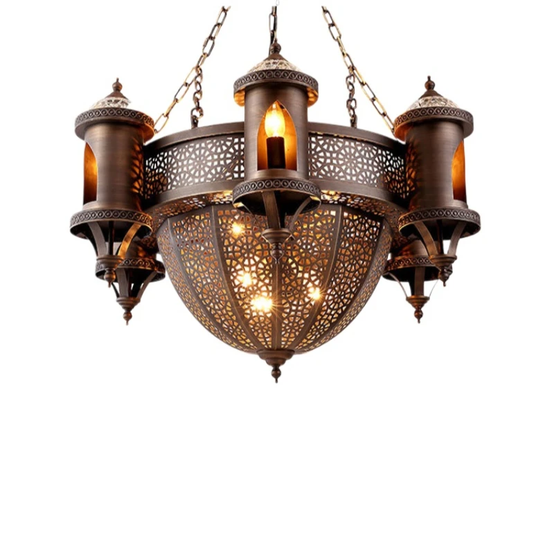 

Vintage chandelier American rural all-copper Arab creative chandelier