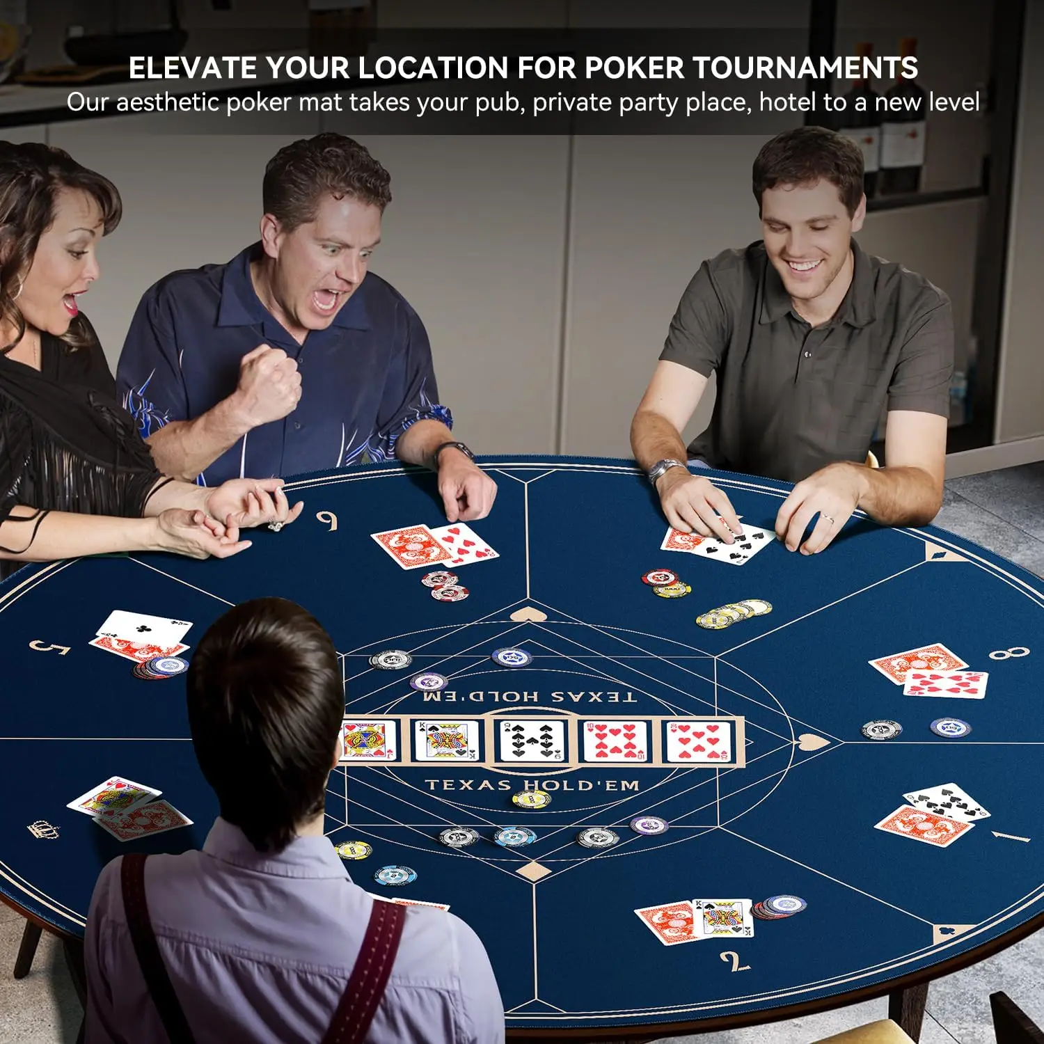 Round Poker Texas Hold Em Casino Theme Doormat Mat Decorative Entrance Welcome Rug for Gaming Game Room Decor