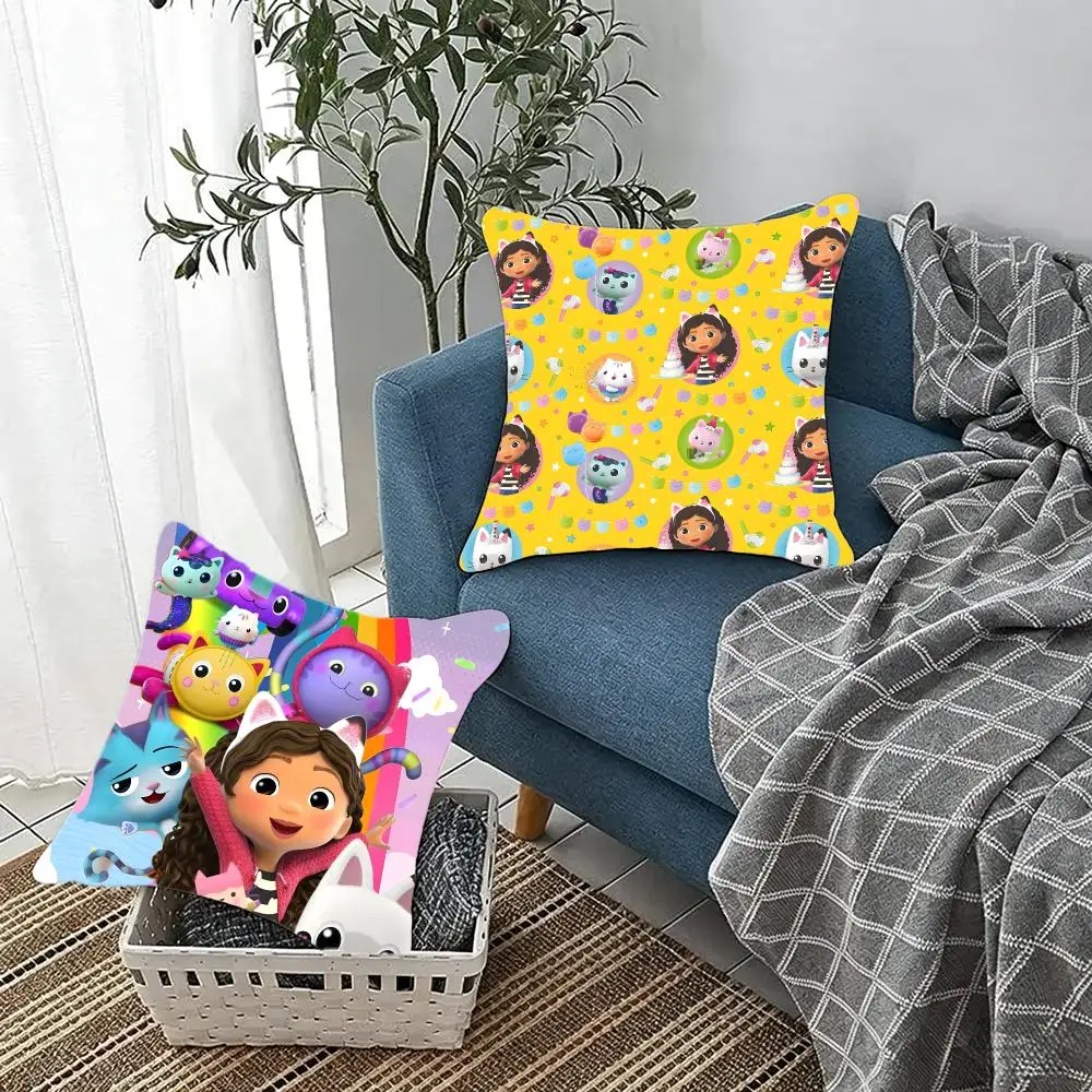 Kids animation Gabby's Dollhouse Cushion Cover Fluffy velvet Nordic style plush Living room sofa decorative