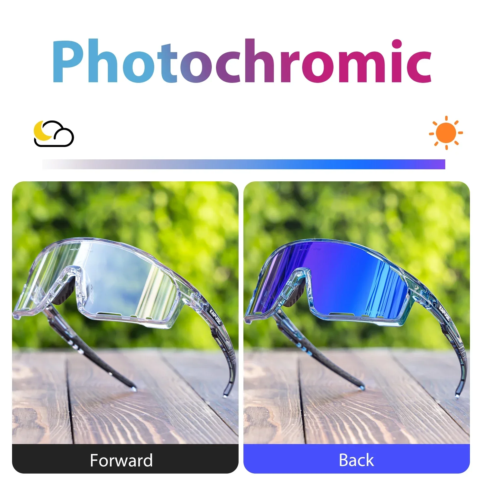 Kapvoe Photochromic Frame and Lens Photochromic Cycling Glasses UV400 Sports Glasses Running Driving Outdoor Men Sunglasses Bike