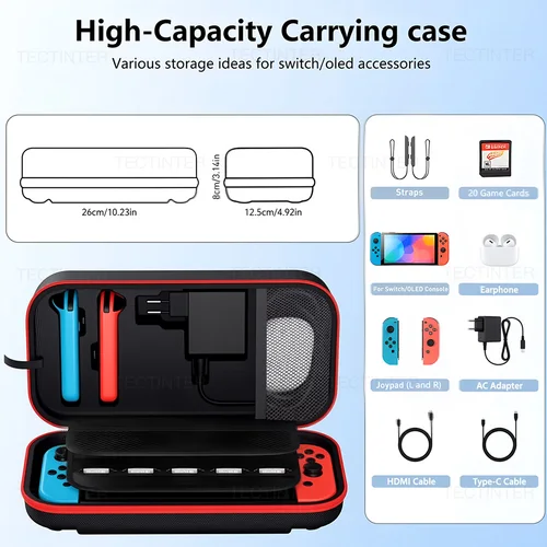 Imagen 2 del producto Bolsa de almacenamiento grande para Switch y OLED, funda protectora de transporte portátil con 20 ranuras para juegos, bolsa de viaje para accesorios Joypad NS