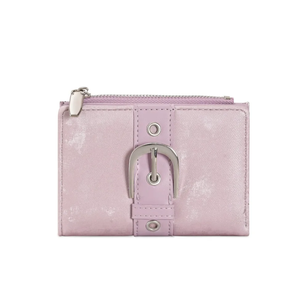 Vintage PU Leather Short Wallet Metal Buckle Zipper Coin Purse Multi-Card Slots Ultra Thin Compact Wallet Women