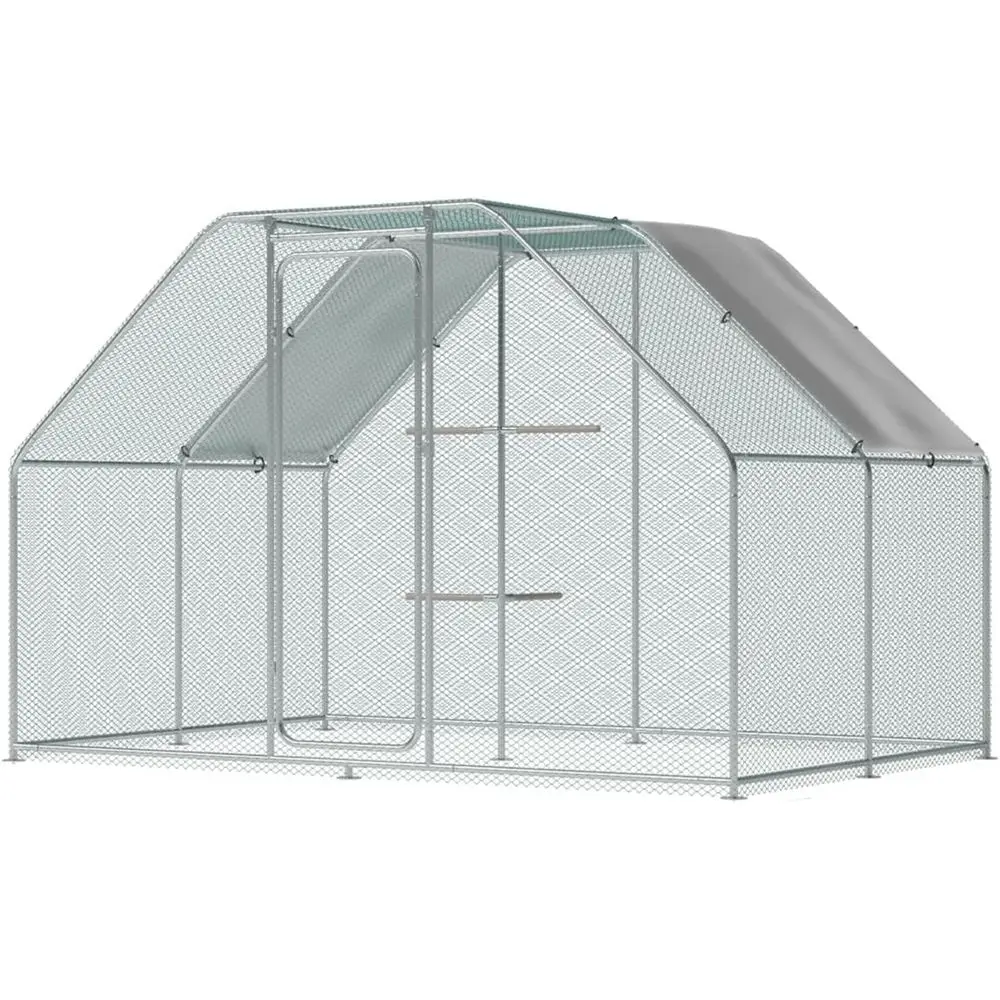 

Metal Chicken Coop 9.8x9.8x6.6 ft - Walk-in, Yard Cover & Perch, Ideal for Chickens, Ducks, Rabbits, Outdoor Backyard