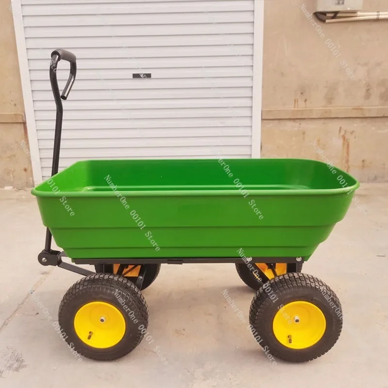 4-Wheel Hand Dump Cart, Tipping Wagon for Grocery Shopping, Express Delivery, Camping & Flower Transport