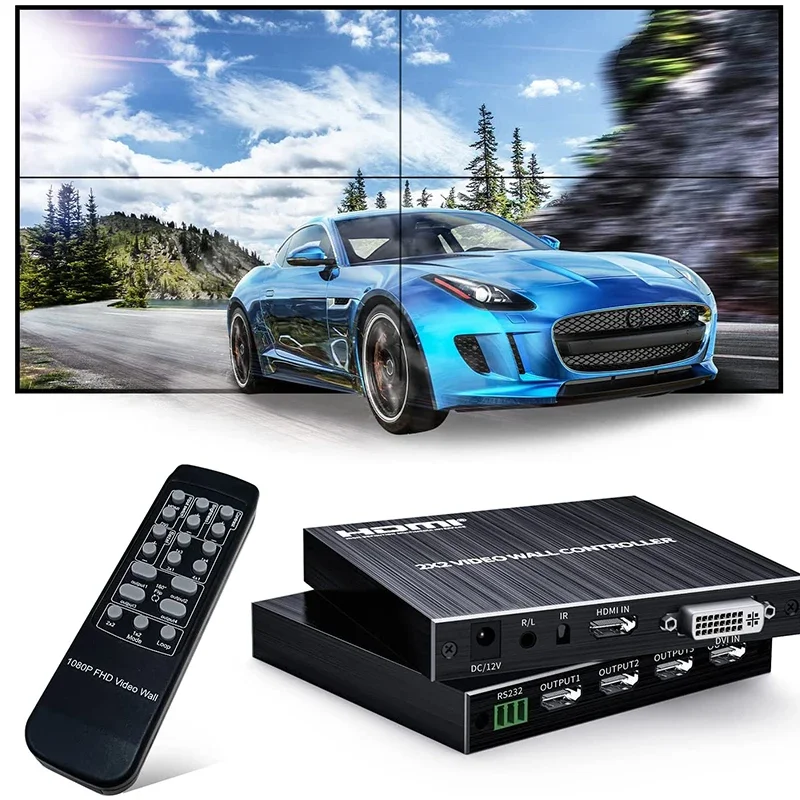 

2x2 HDMI Video Wall Controller 1080P 60Hz 1X2 1X4 1X3 2X1 3x1 Multi Video Screen Processor 4 Way TV Wall Splicer Box 180' Flip