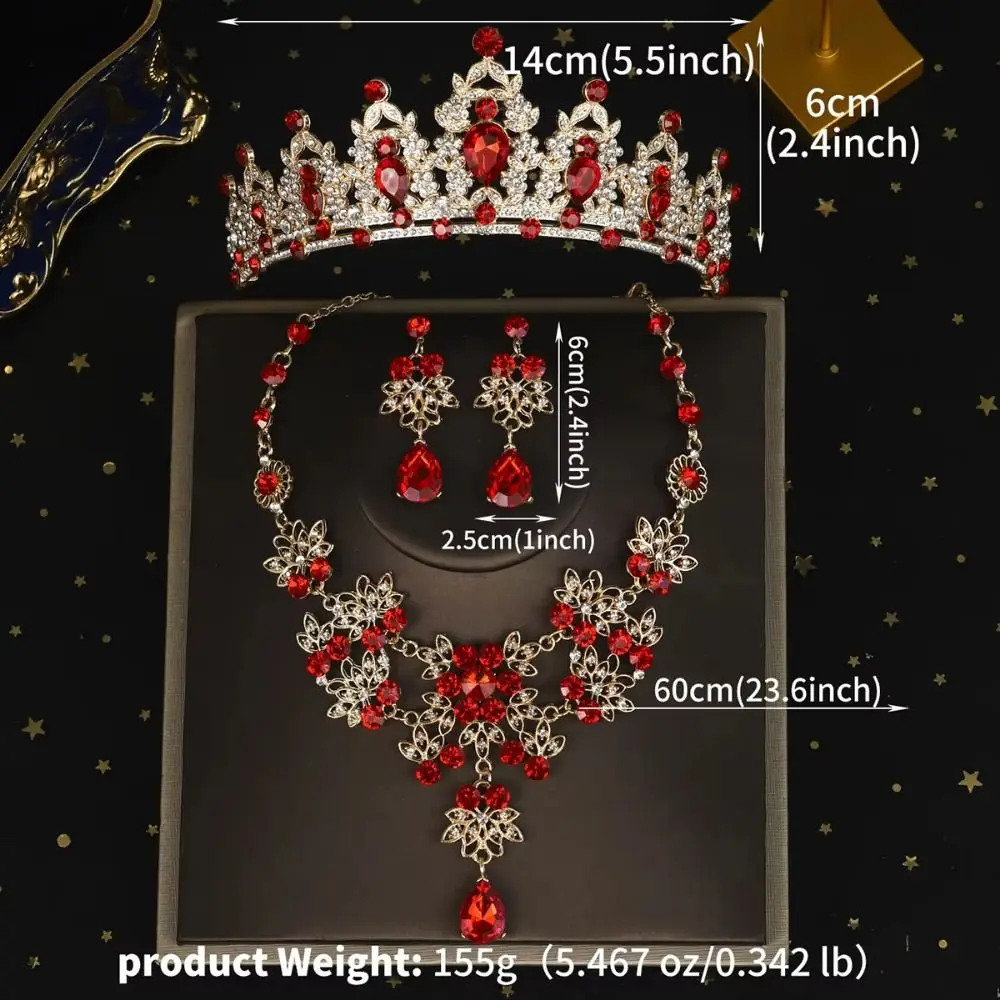 الباروك نمط تيارا أقراط قلادة فاخرة لامعة مجموعات مجوهرات الزفاف استخدام على نطاق واسع مريحة لارتداء تاج الزفاف حجر الراين #6