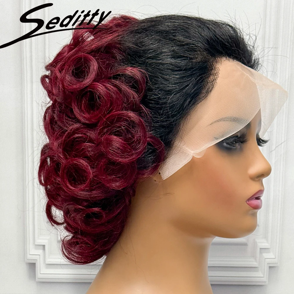 Kurze, lockere, federnde Perücke, 180 % Dichte, 13 x 4 Spitze-Frontal-Perücke, 100 % Echthaar, lose, federnde Echthaar-Perücken für schwarze Frauen