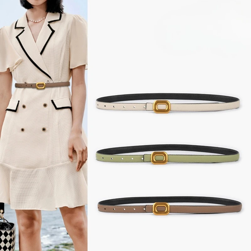 

Женский ремень Женский ремень из натуральной кожи, винтажный регулируемый поясной ремень для джинсов и брюк - классическая текстурированная воловья кожа