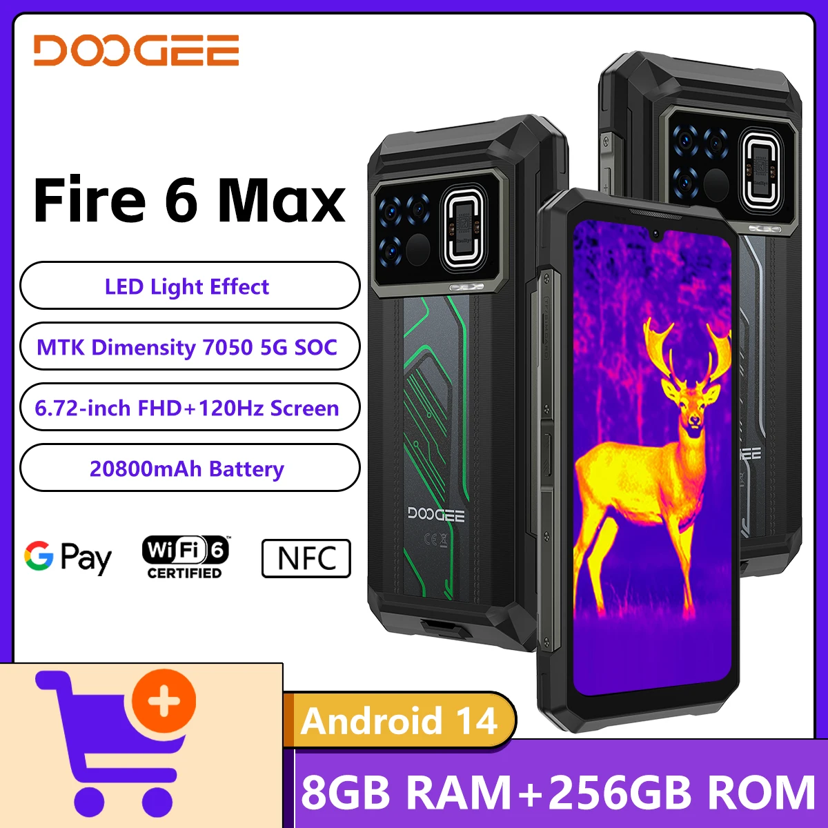 �y�Z�[�����zDOOGEE Fire 6 Max 5G ���ȓd�b�@ ���@ 7050 �M�摜 6.72 �C���` 120Hz �f���A�������d�� 20800mAh �o�b�e���[ Android 14