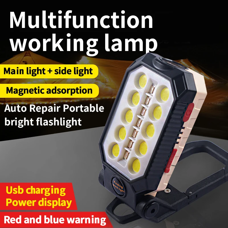 LED work light repair, car light charging, flashlight with strong magnetic tool light, suction iron lighting, portable light, wo