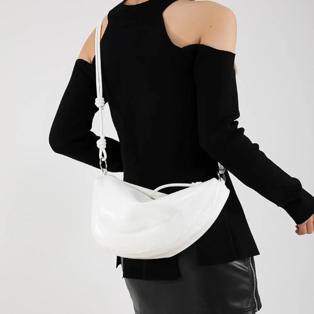 

PU Leather Retro Saddle Bag Fashion Design Korean Style Crossbody Bags Shoulder Bag Solid Color Versatile Dumplings Bag Outdoor