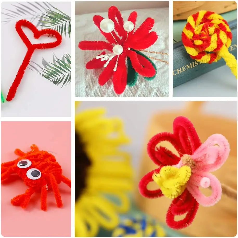 100pcs Red Chenille Stems Pipe Cleaners Handmade DIY Art Crafts Material Kids Creativity Handicraft Children toys