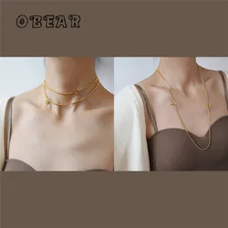 316L Stainless Steel Small Round Bead OT Buckle Pendant Necklace For Women Trendy Punk Hip-Hop Party Jewelry