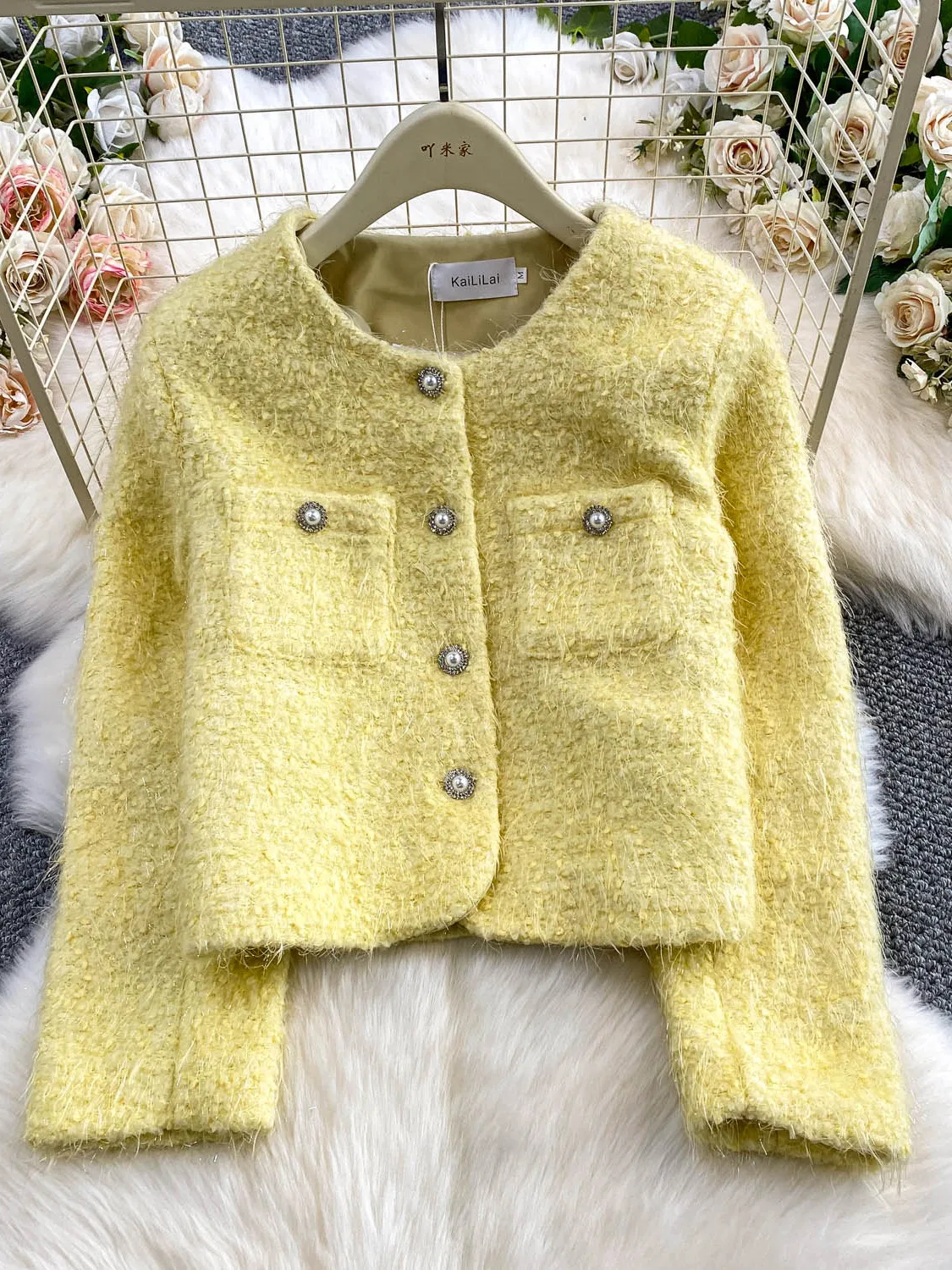 أنيقة الثقيلة العمل ثي الفراء Jaet المرأة الشتاء لينة Sle الوردي مكافحة الشيخوخة أعلى جولة Ne ort معطف للسيدات ملابس العمل #3