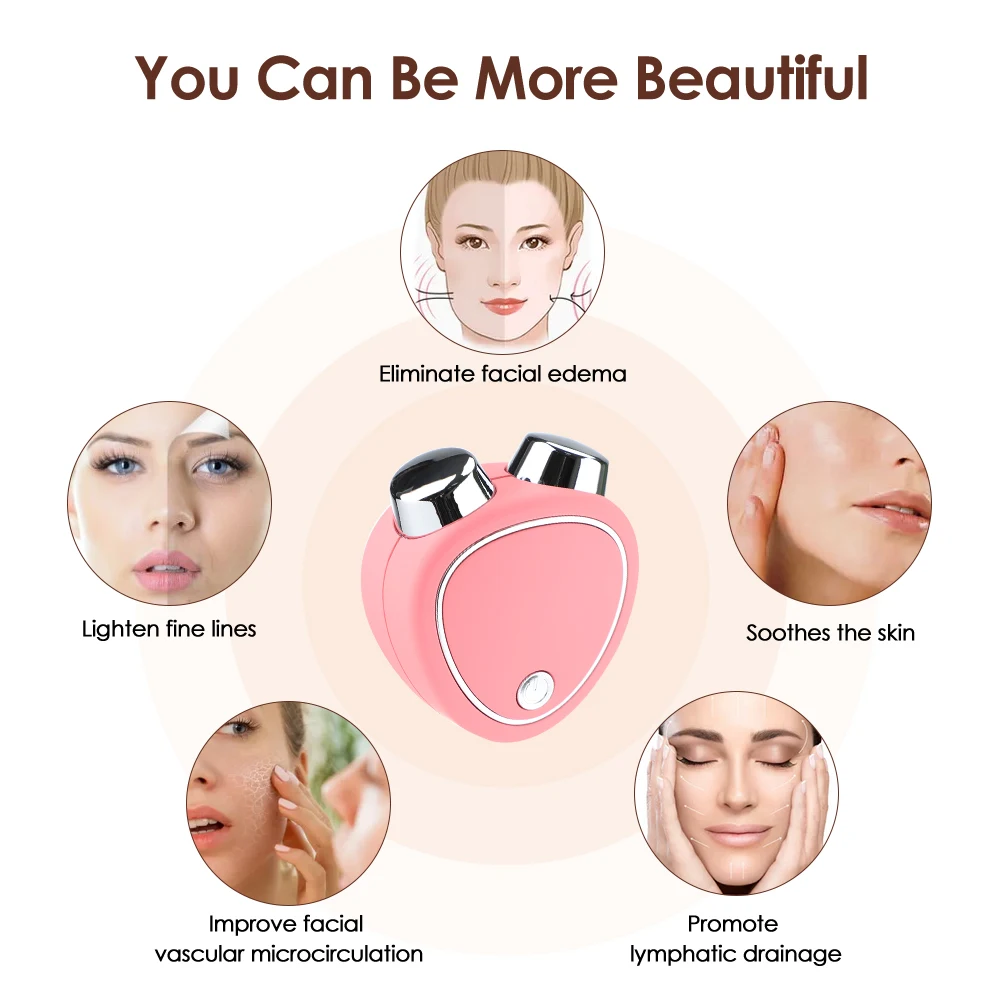 Portable Electric Face Lift Roller Massager EMS Microcurrent Sonic Vibration Facial Lifting Skin Tighten Massage Beauty Devices