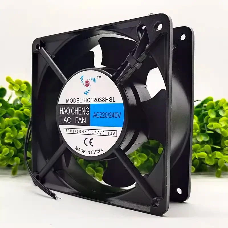 New original HC12038HSL AC220/240V 0.14/0.12A metal frame double ball fan