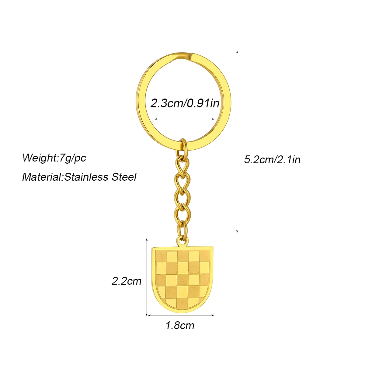 1Pcs Stainless Steel Croatia Checkered National Emblem Shield Keychain European Commemorative Key Accessories For Men And Women