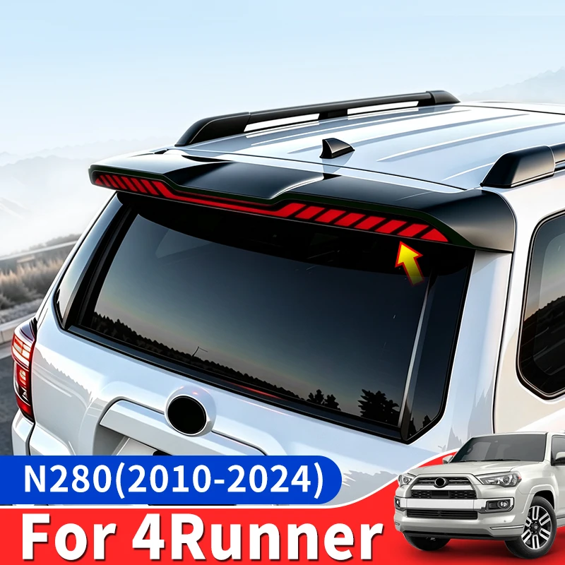 For 2010-2024 Toyota 4Runner N280 Dragon Scale LED Rear Spoiler Dynamic Turn Signal Flowing Light Tail Wing Exterior Accessories