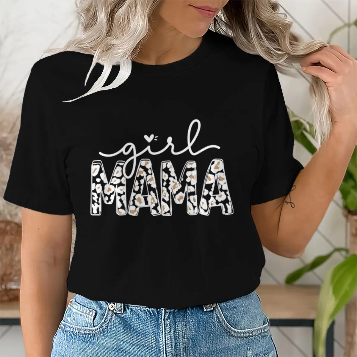 Girl Mama T Shirt Mom Leopard Print Short Sleeve Tee Mothers Day Streetwear Clothes Mom Life Casual Tops Summer Clothes