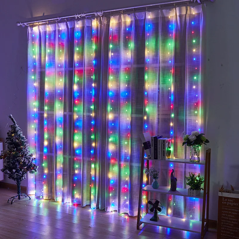 Solar LED Vorhang Licht Outdoor Girlande Solar Fee String Licht Pavillon Garten Party Urlaub Weihnachten Decor Kupfer Draht Lampen – Detail 12